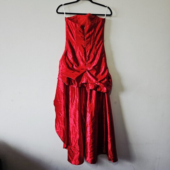 Vtg Jessica McClintock Gunne Sax Dress 5 Red Asymmetrical High Low Prom Corset - Picture 2 of 5